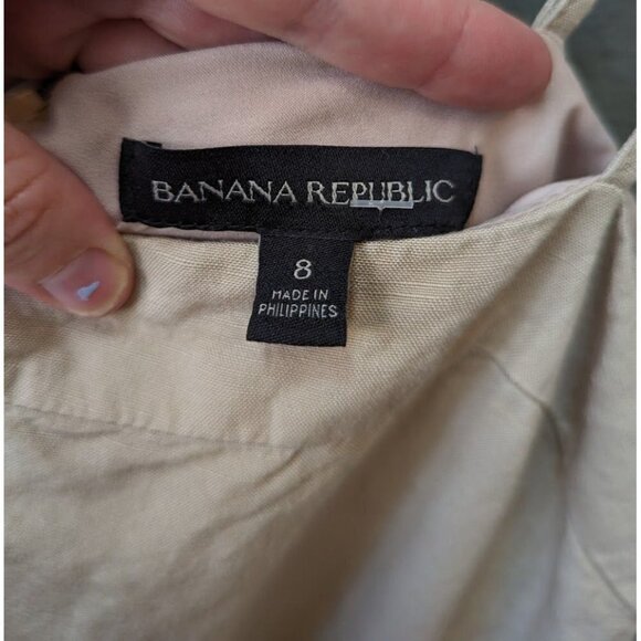 Banana Republic Tan Linen Spaghetti Strap Wide Leg Jumpsuit Women's Size 8 - Picture 3 of 6